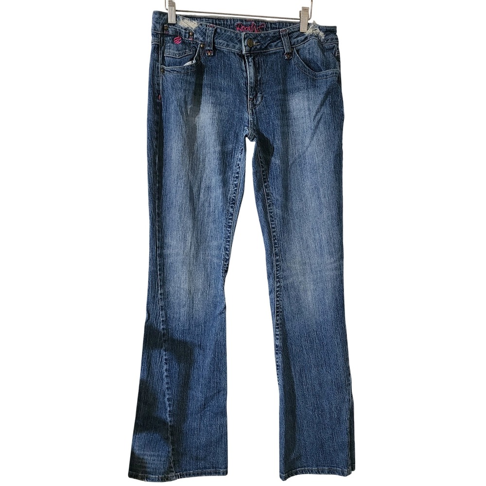 RocaWear Jeans Bootcut Rhinestone Embellished Pockets Denim Blue Size 11